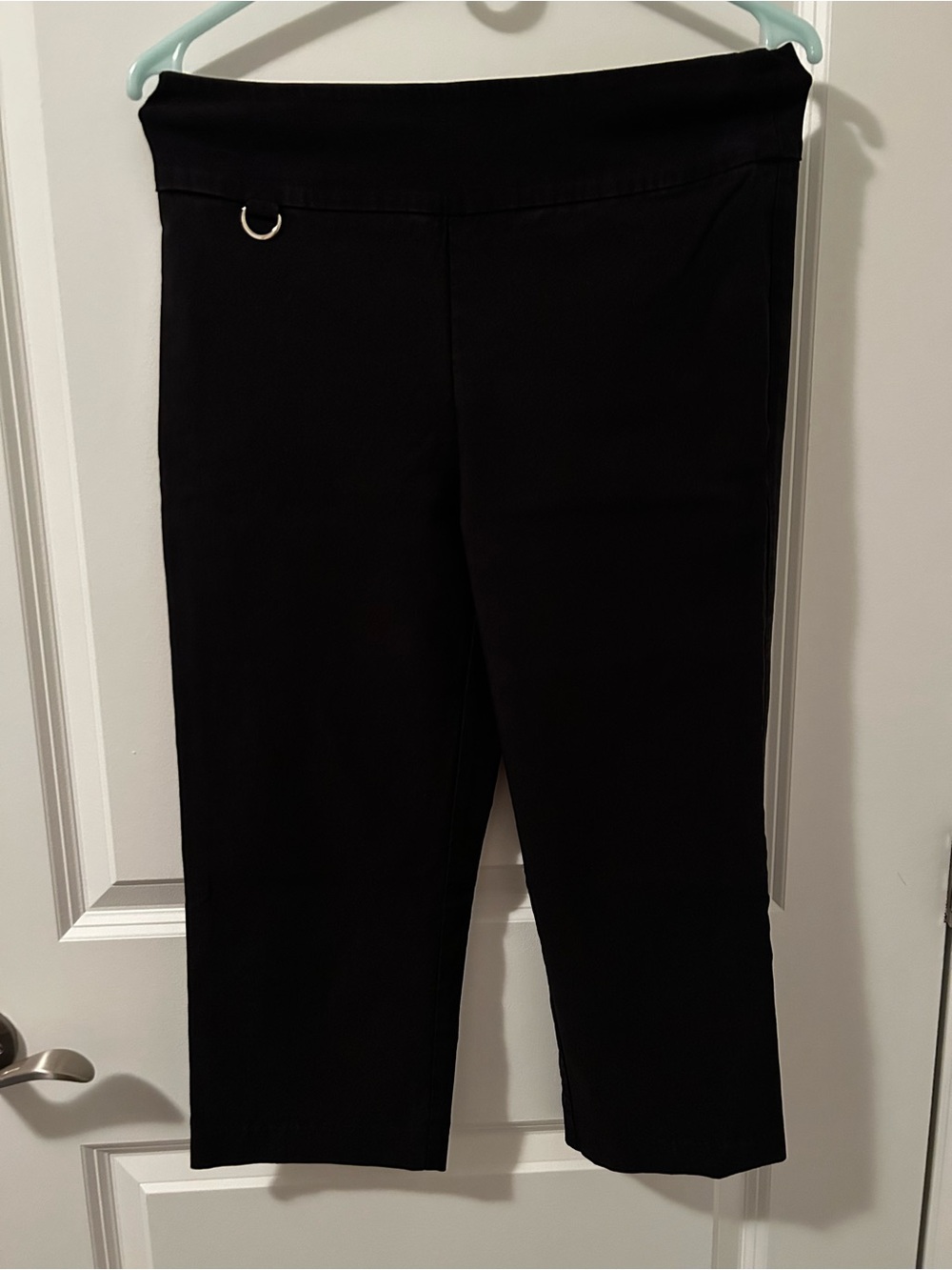 Black Capris with D-Ring Detail - Women